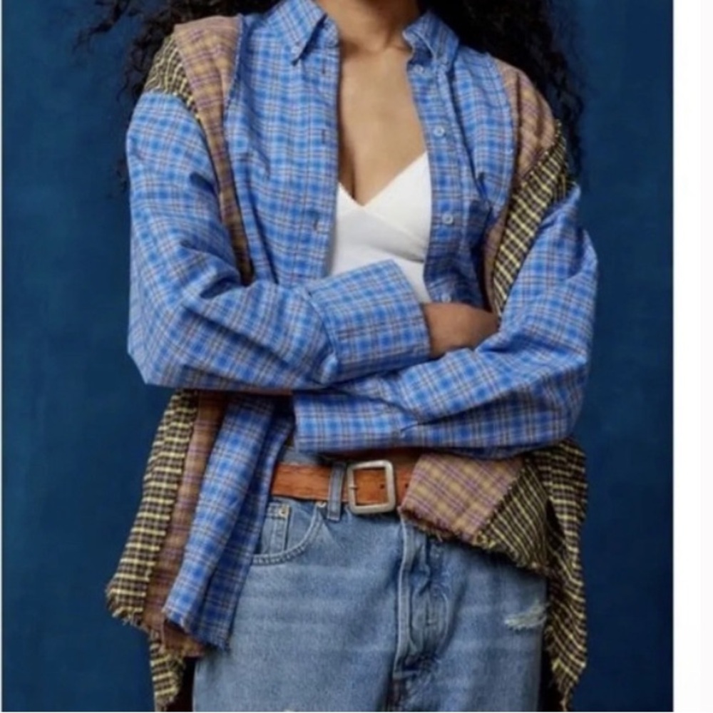 BDG Blue Plaid Button Down Shirt